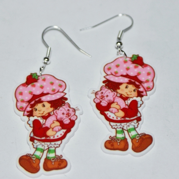 Vintage retro Strawberry Shortcake character earrings - Picture 9 of 9